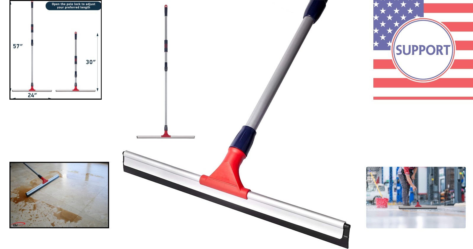 24″ Large Heavy Duty Floor Squeegee – Ideal for Home, Garage & Commercial Use
