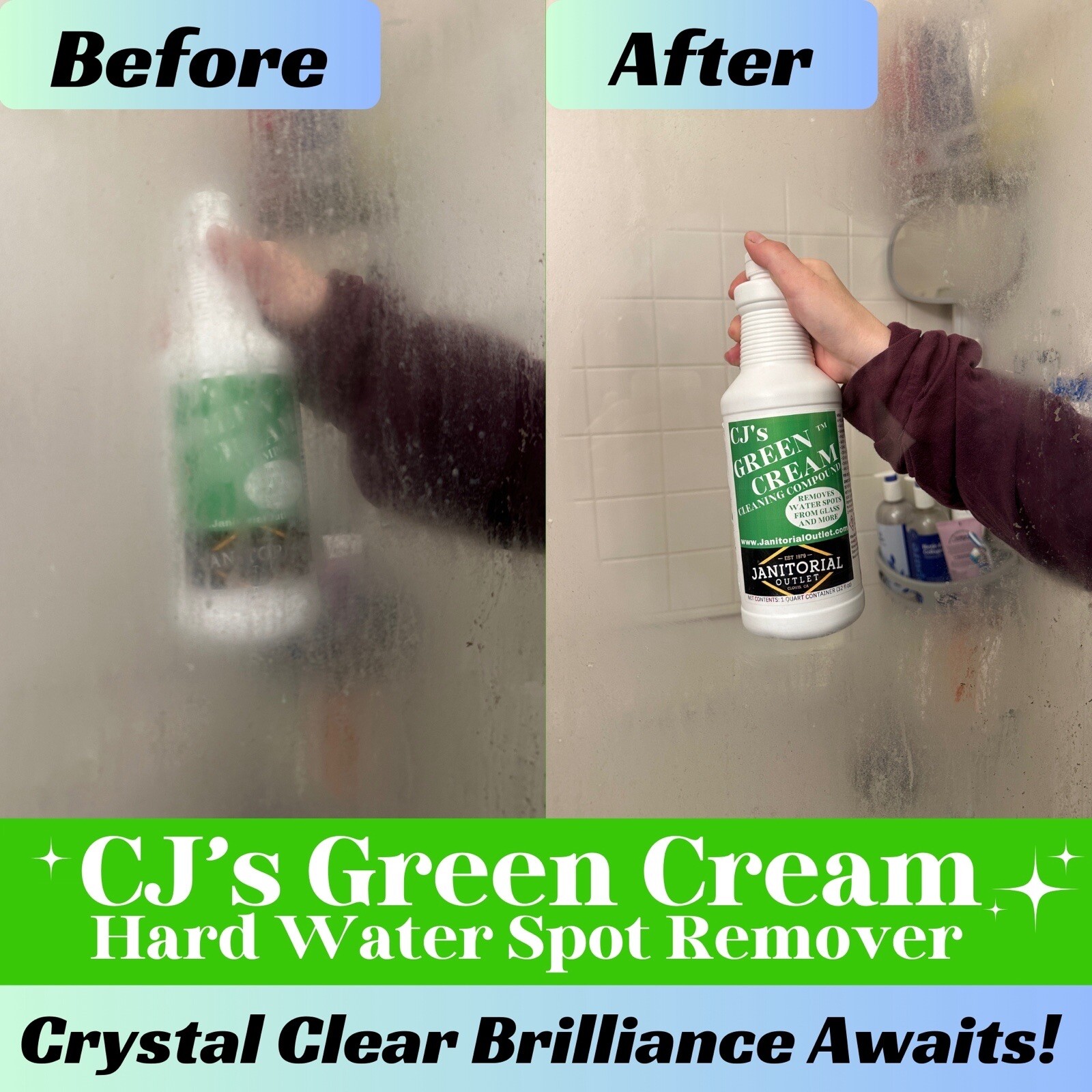 water spot remover glass CJ’s green cream Hard Water Spot Remover 32oz