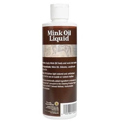 Liquid Mink Oil for Leather Boots (8 fl oz) – Leather Cleaner & Conditioner – Wa