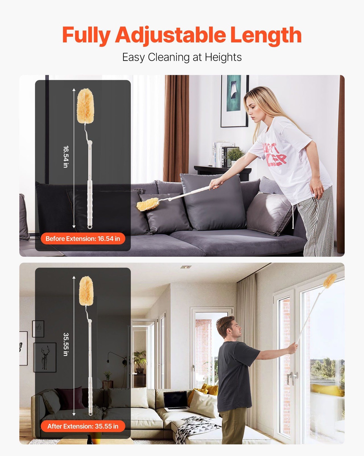 Reusable Non-Woven Duster 3 ft Extendable Handle 10 Refills 360° Cleaning