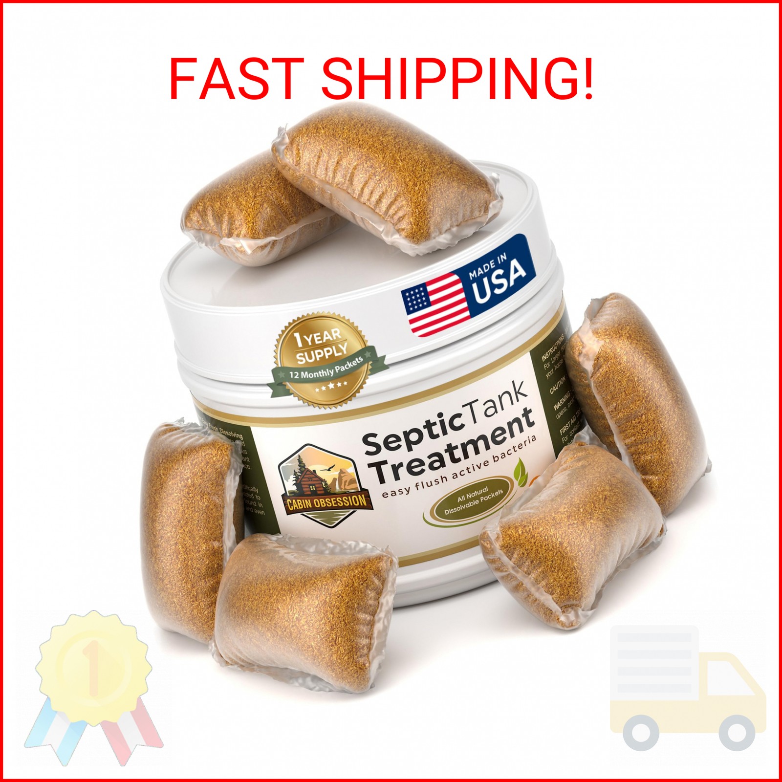 Septic Tank Treatment – 1 Year Supply of Septic Safe Dissolvable Easy Flush Live
