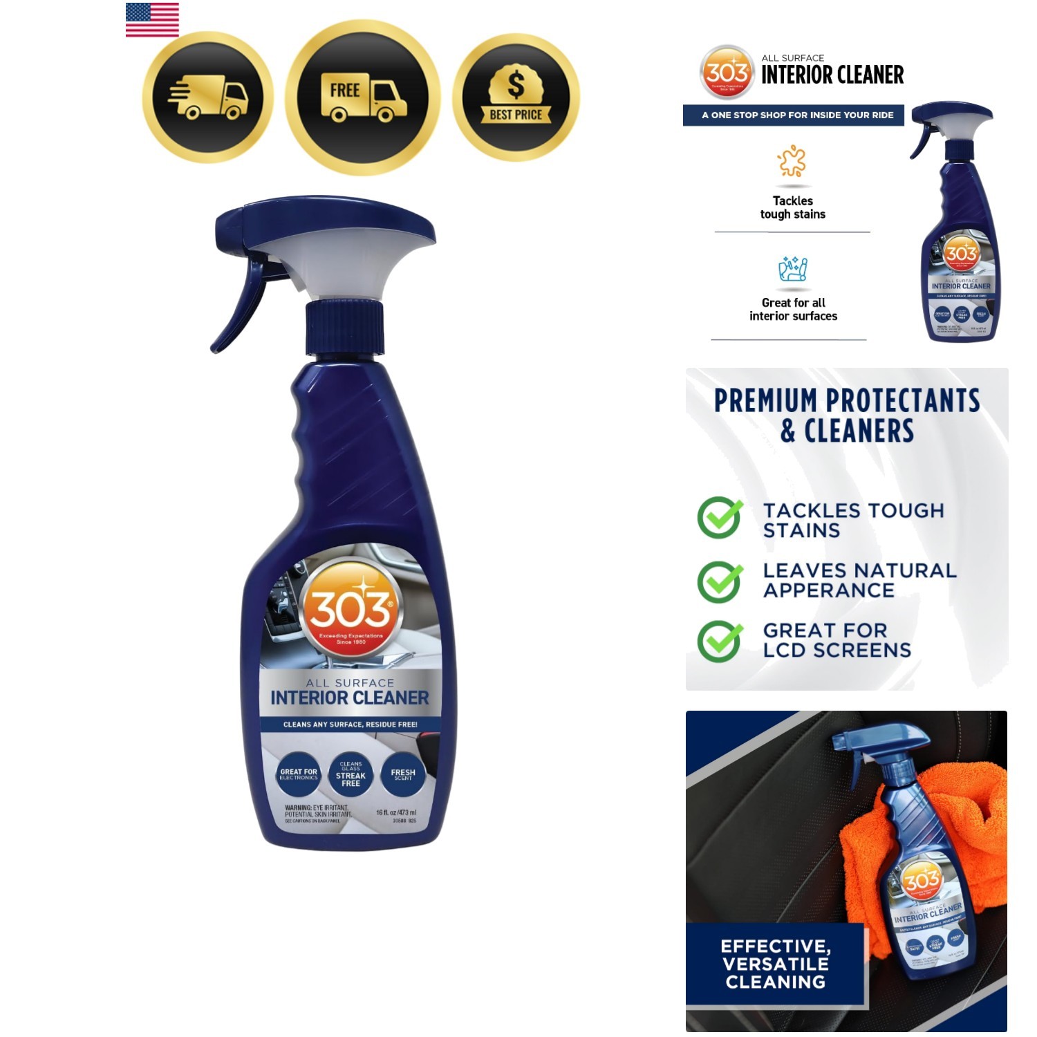 Interior Cleaner – Easily Cleans Any Surface, Residue Free – Great for Use on…