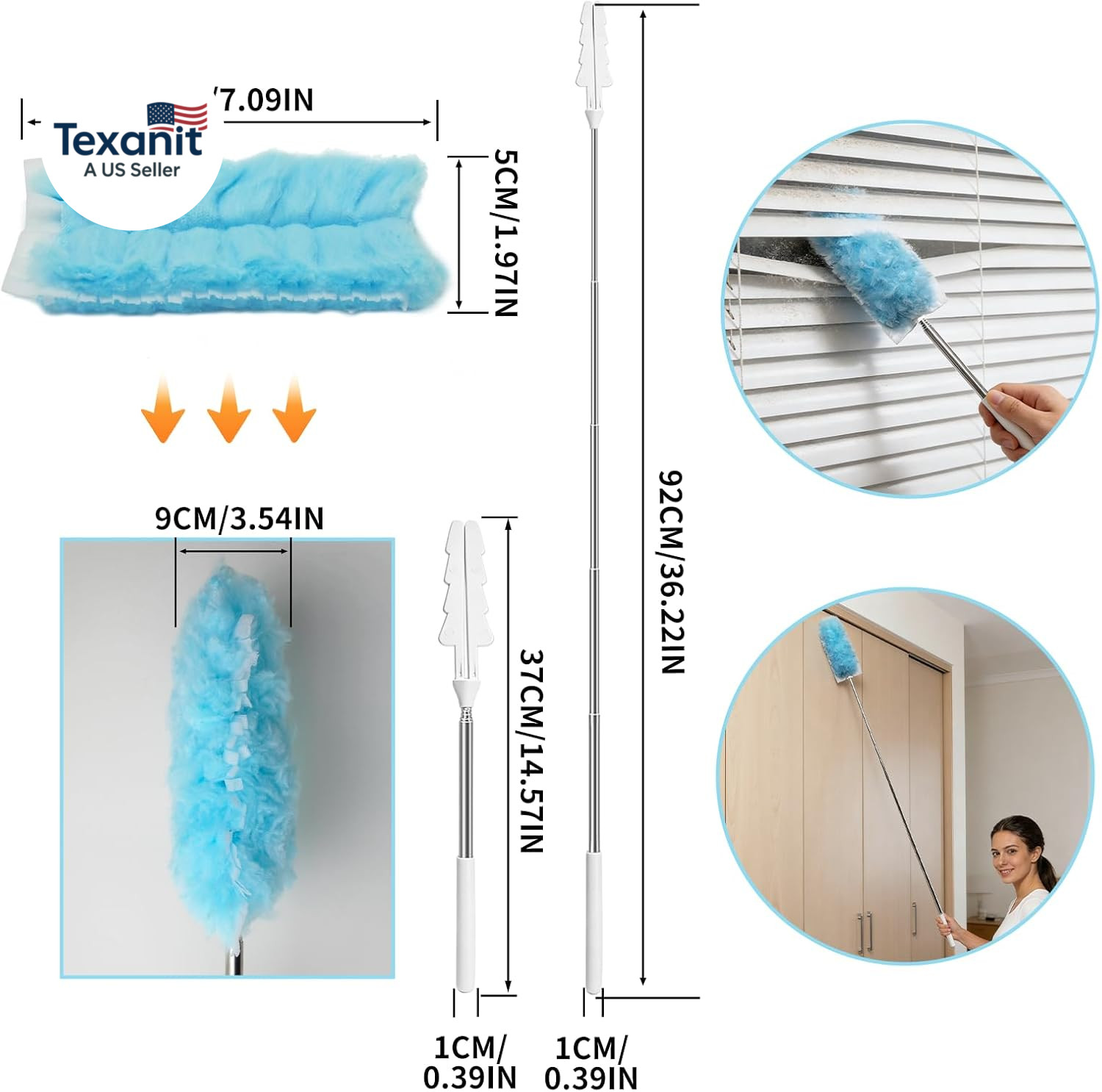 360 Duster Refills for Swiffer Dusters Refill with 2 Upgrade Extendable Handle(3