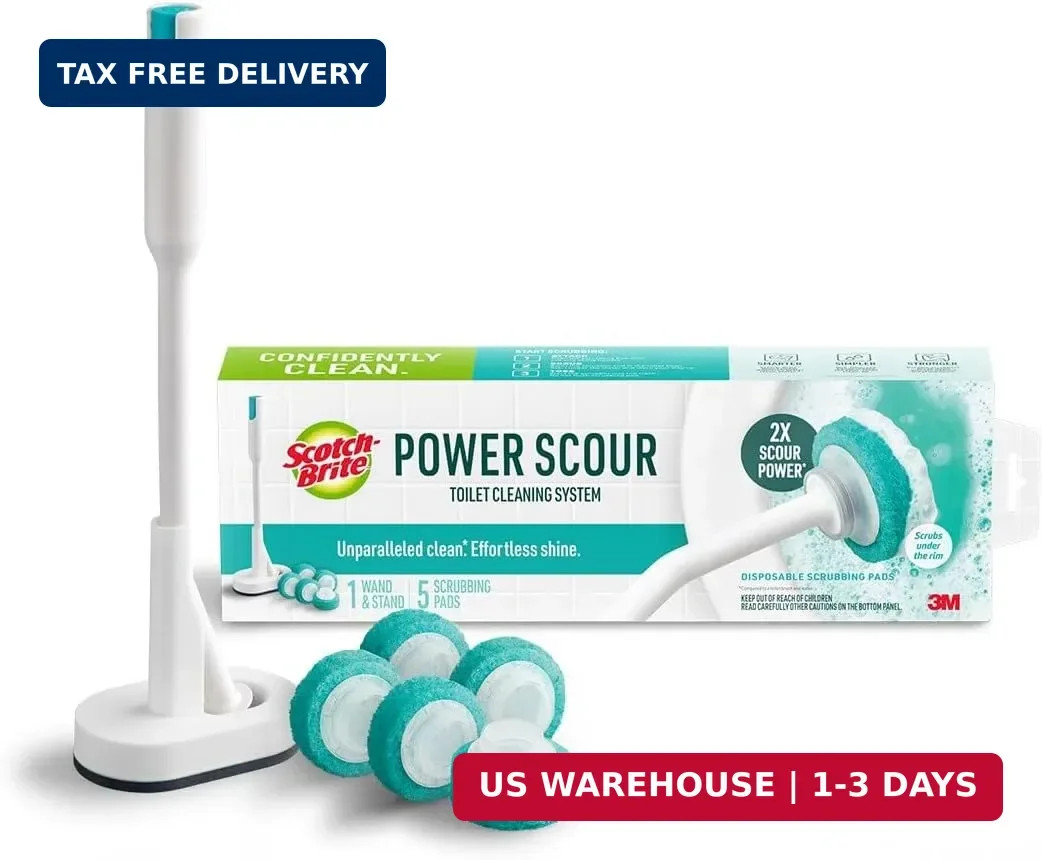 Scotch-Brite Power Scour Toilet Cleaning System, Toilet Bowl Cleaner with Dispos