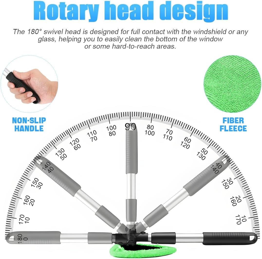 Windshield Cleaning Tool Car Window Cleaner with Extendable Long Handle 4 Pads