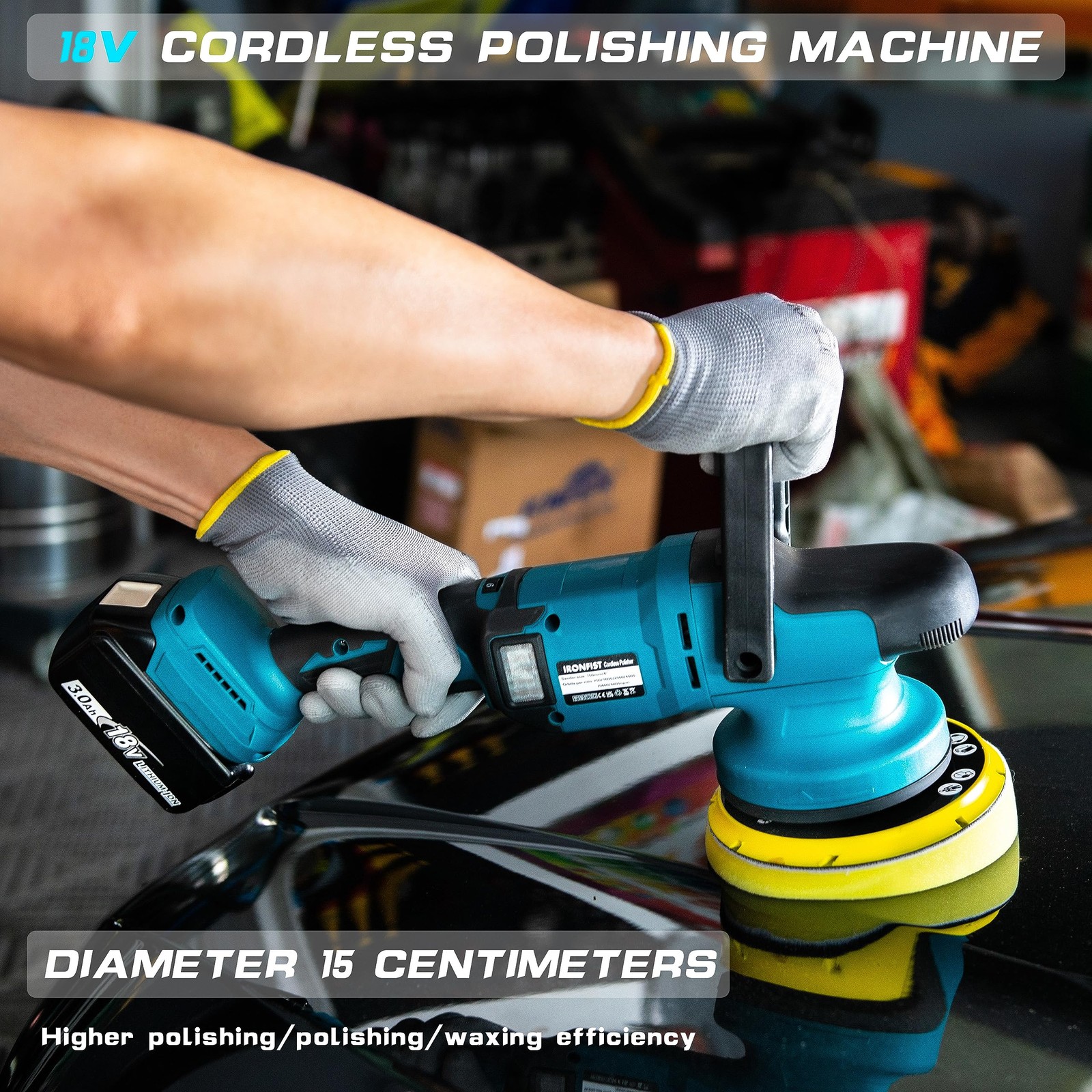 Cordless Car Polisher, 6 in Brushless Buffer Orbital Portable Polishing Waxer