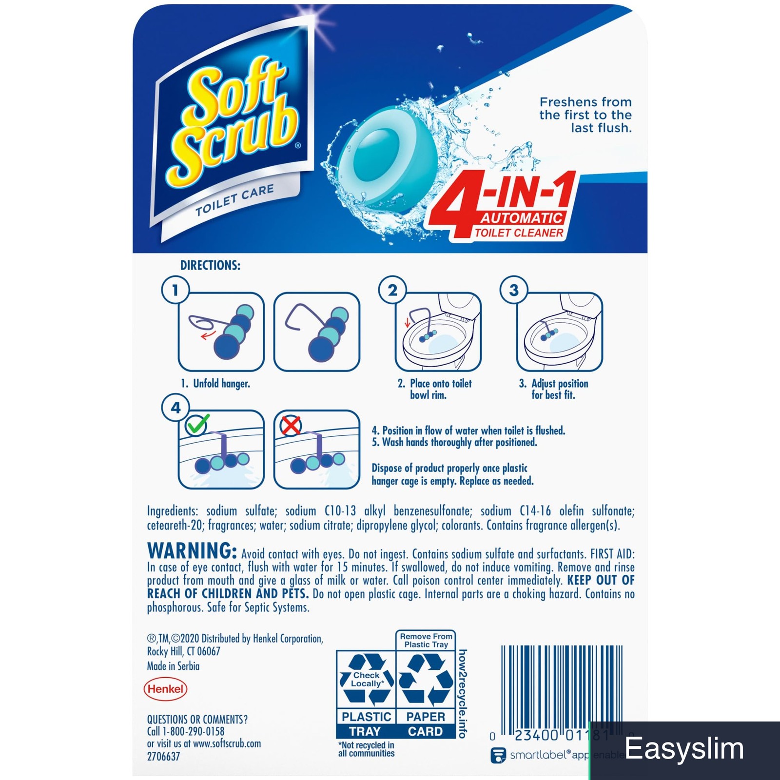 Toilet Bowl Rim Hanger Cleaner Freshener Sapphire Waters Scent 2-Pack