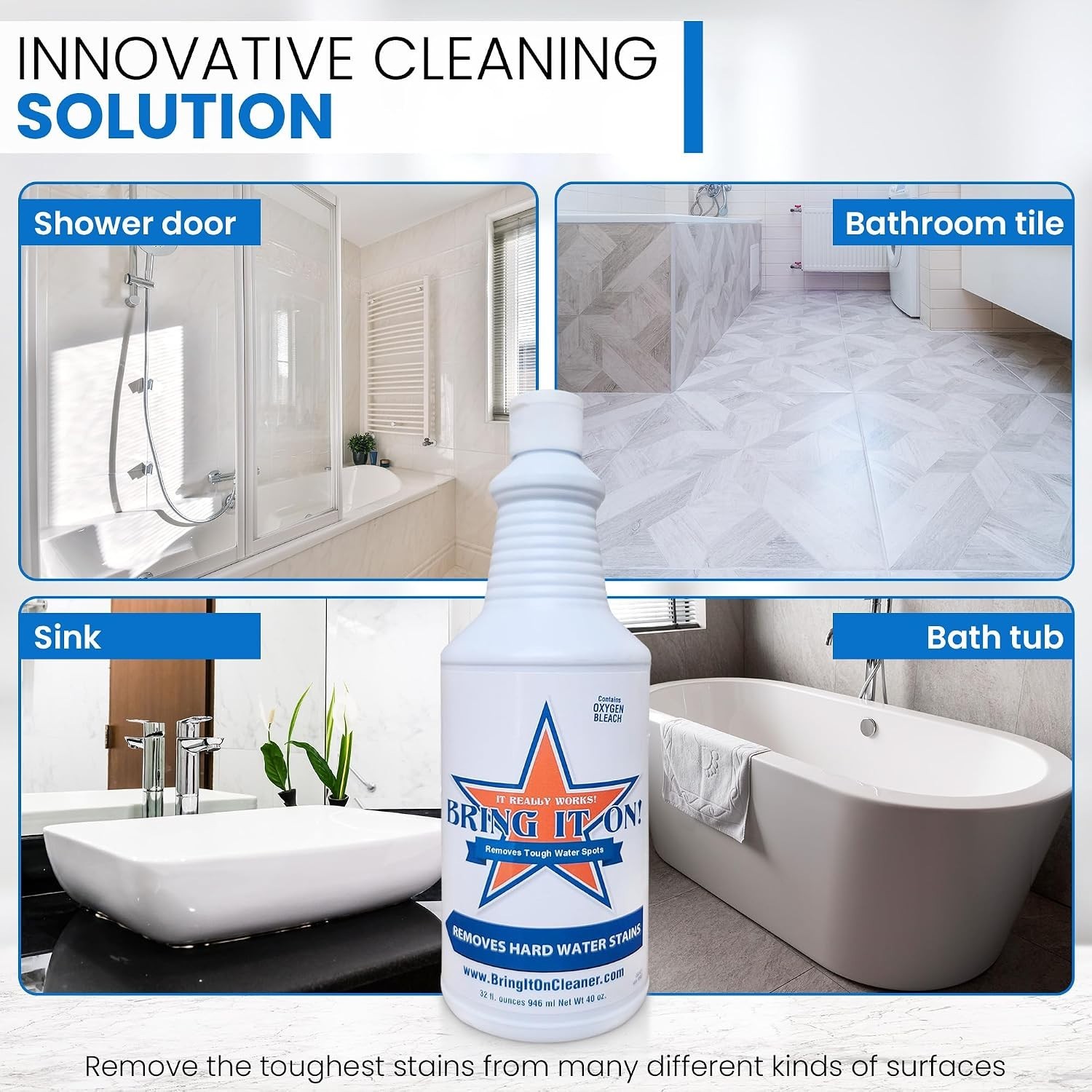 32oz Bring It On Stain Remover and Grout Cleaner – Non-Toxic with Mint Freshness