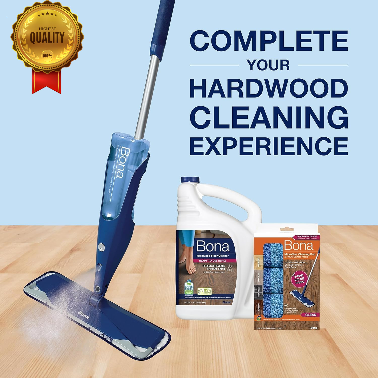 Hardwood Floor Cleaner Refill 128oz Unscented Spray Mop Wood Floor Solution