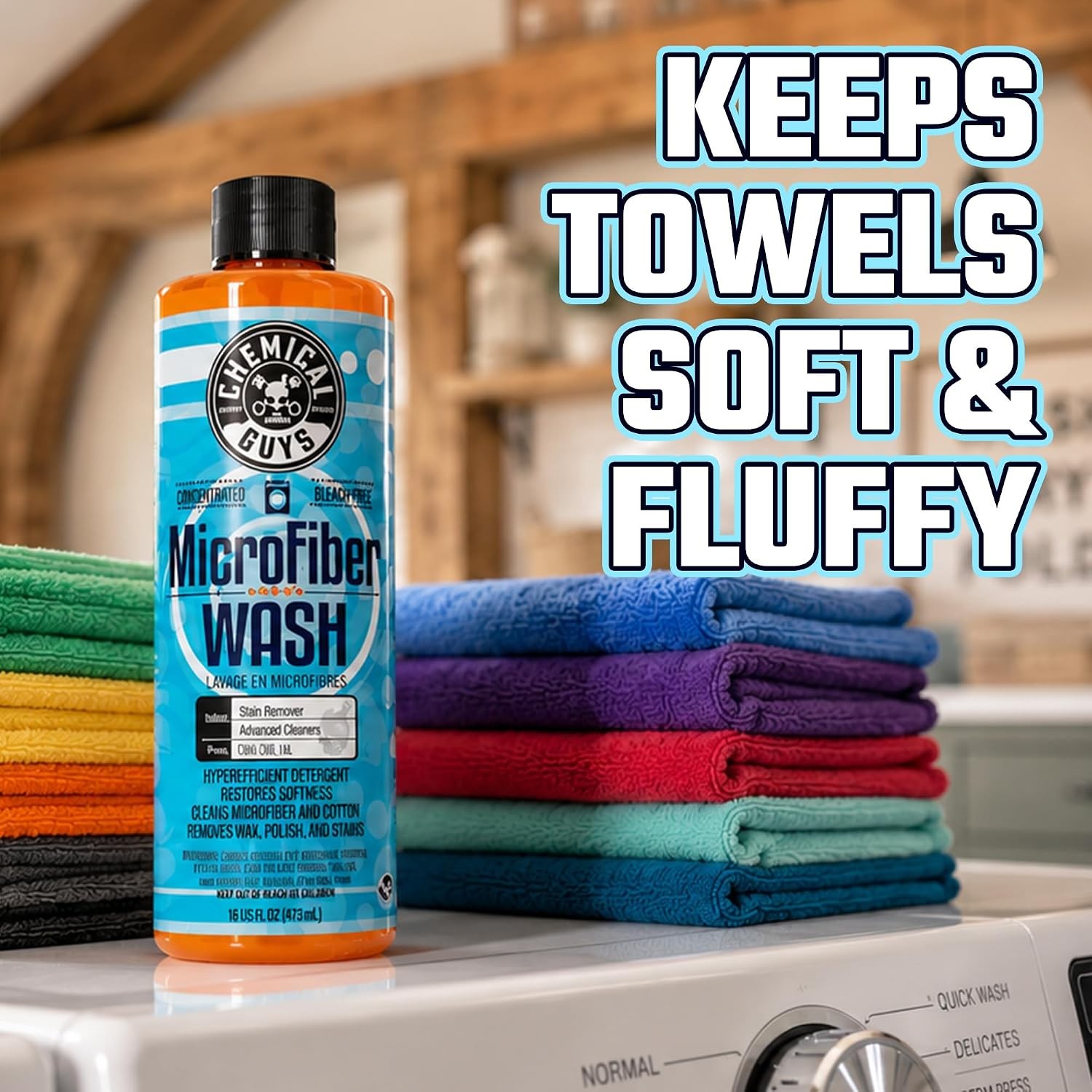 Microfiber Wash & Towel Detergent, Deep Clean, Orange, 16 oz | Concentrated