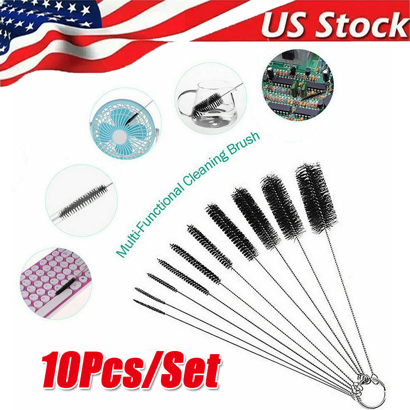 50x US Nylon Straw Brush Cleaner Bottle Tube Pipe Small Long Cleaning 10Pcs Set