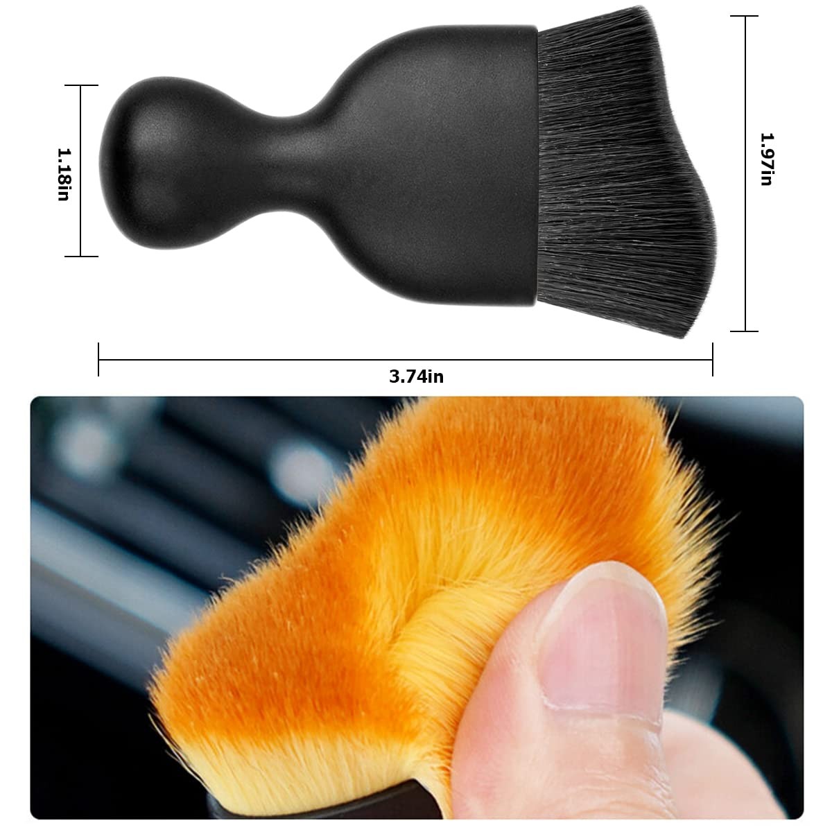 Car Interior Detailing Brush Auto Soft Hair Cleaning Brushes Curved Dirt Dust Co