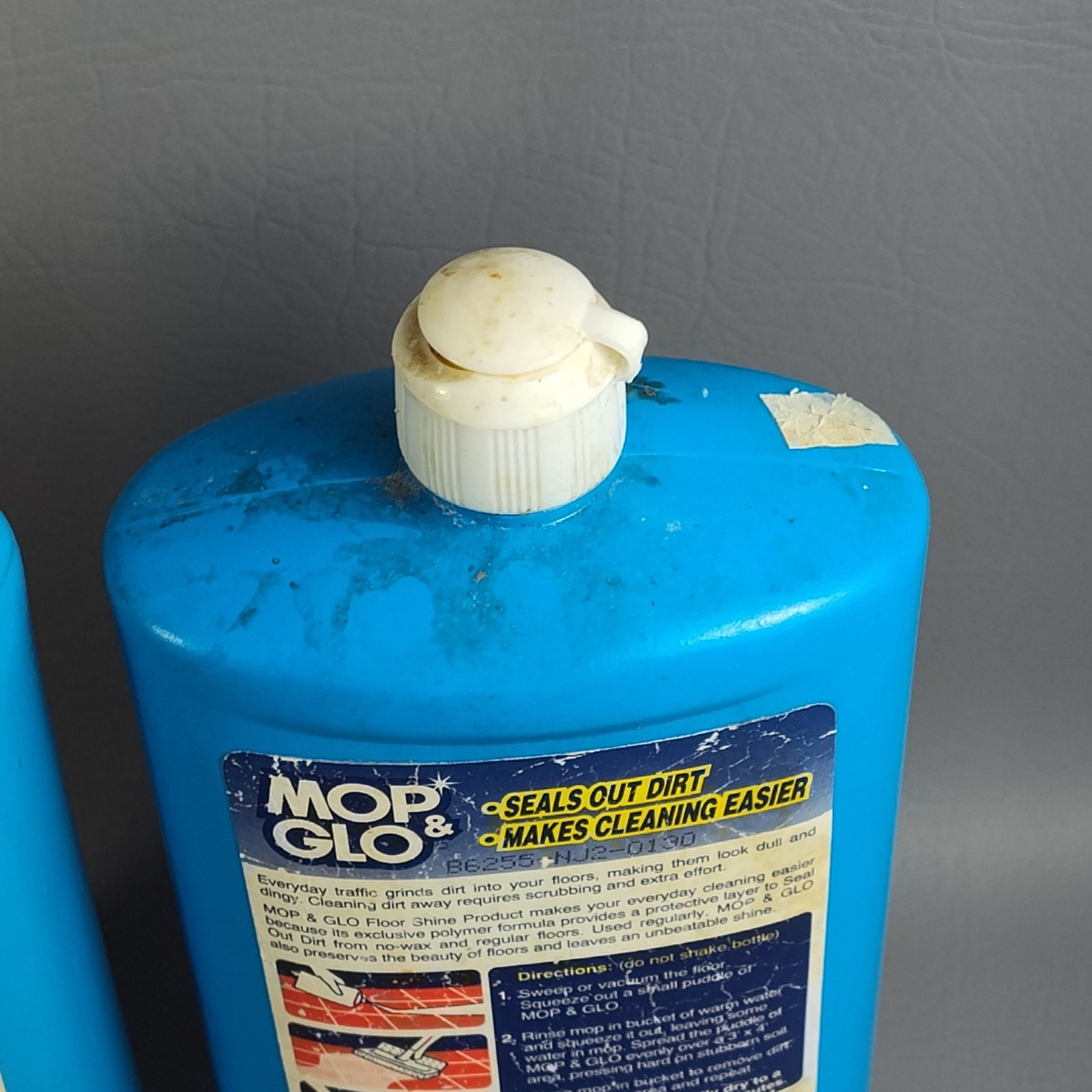 Vintage Mop & Glo Floor Shine Cleaner Movie Prop 32oz Both Mostly Full 1980s