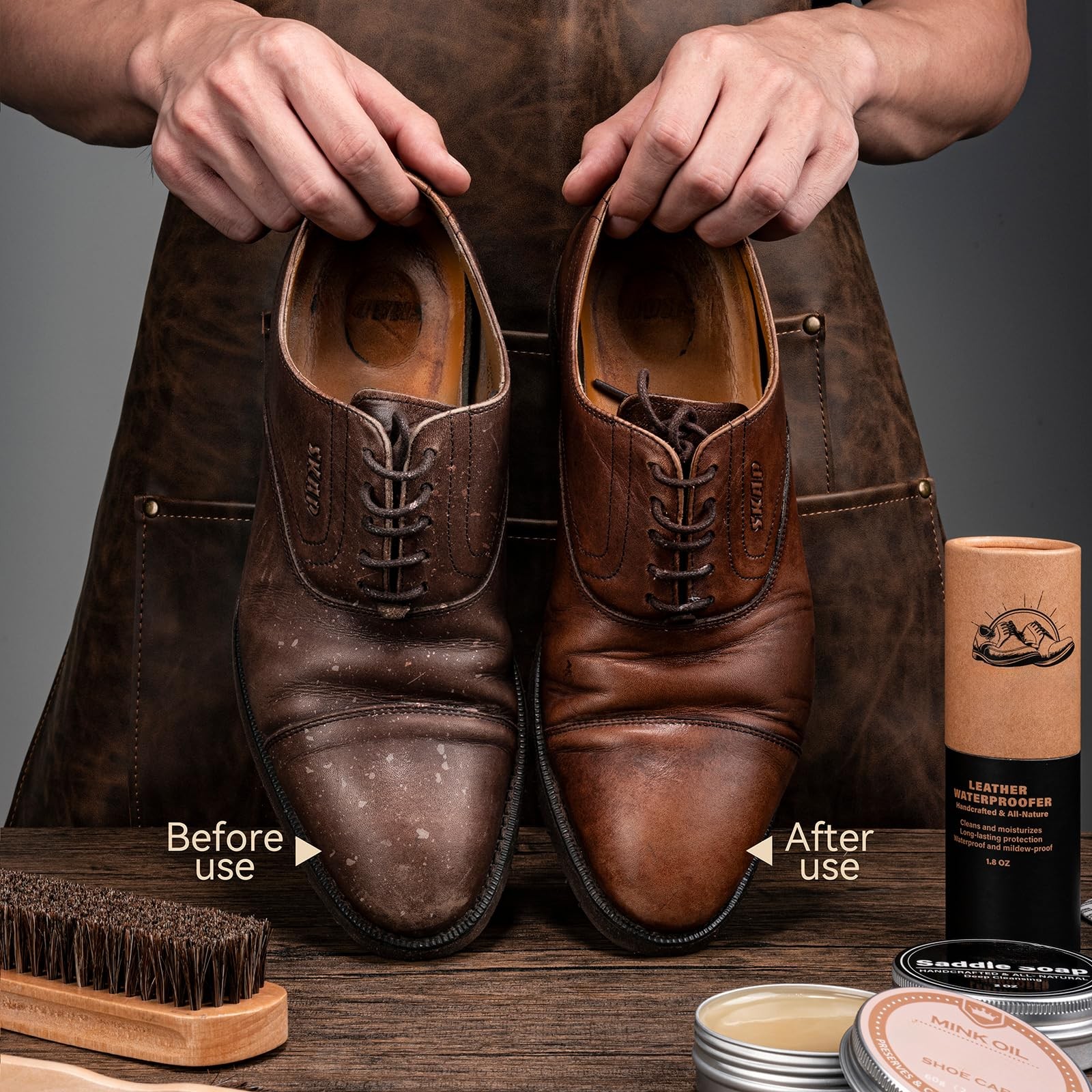 Leather Cleaner and Conditioner Kit – Saddle Soap, Mink Oil, Waterproofing Wa…