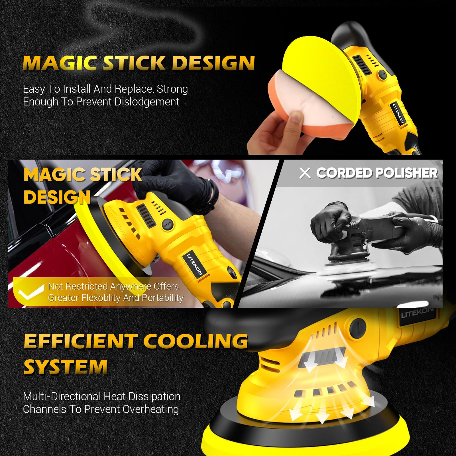 Cordless Buffer Polisher Kit Compatible with De-Walt 20V Battery(No Battery), 2