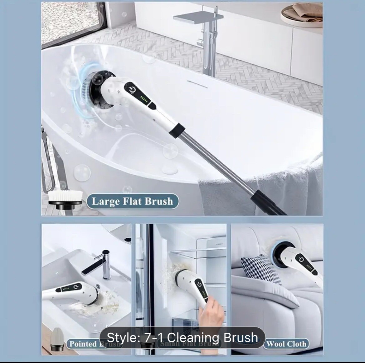 Electric Scrubtastic Cordless Spin Scrubber 7 Head Car Cleaning Mop Rechargeable