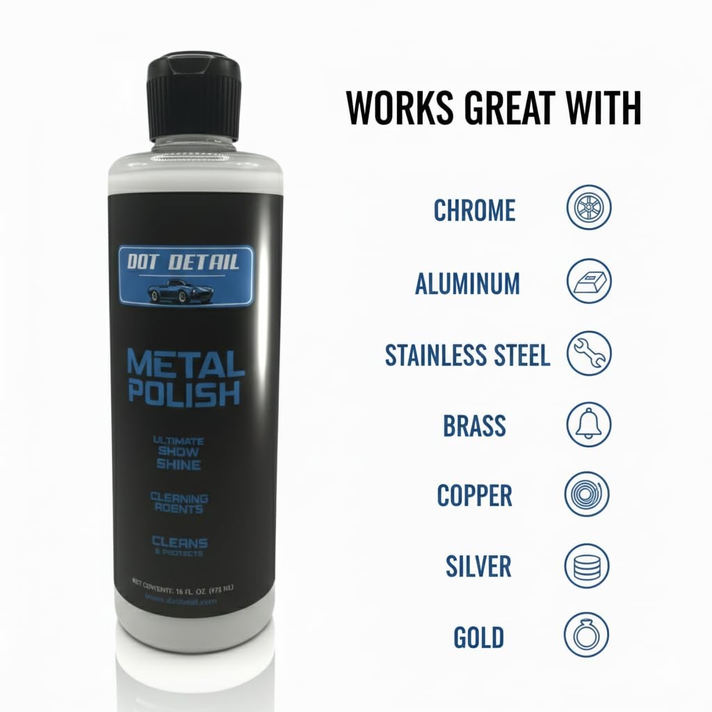 Metal Polish 16 fl oz Cleans Protects Aluminum Brass Copper Silver Gold