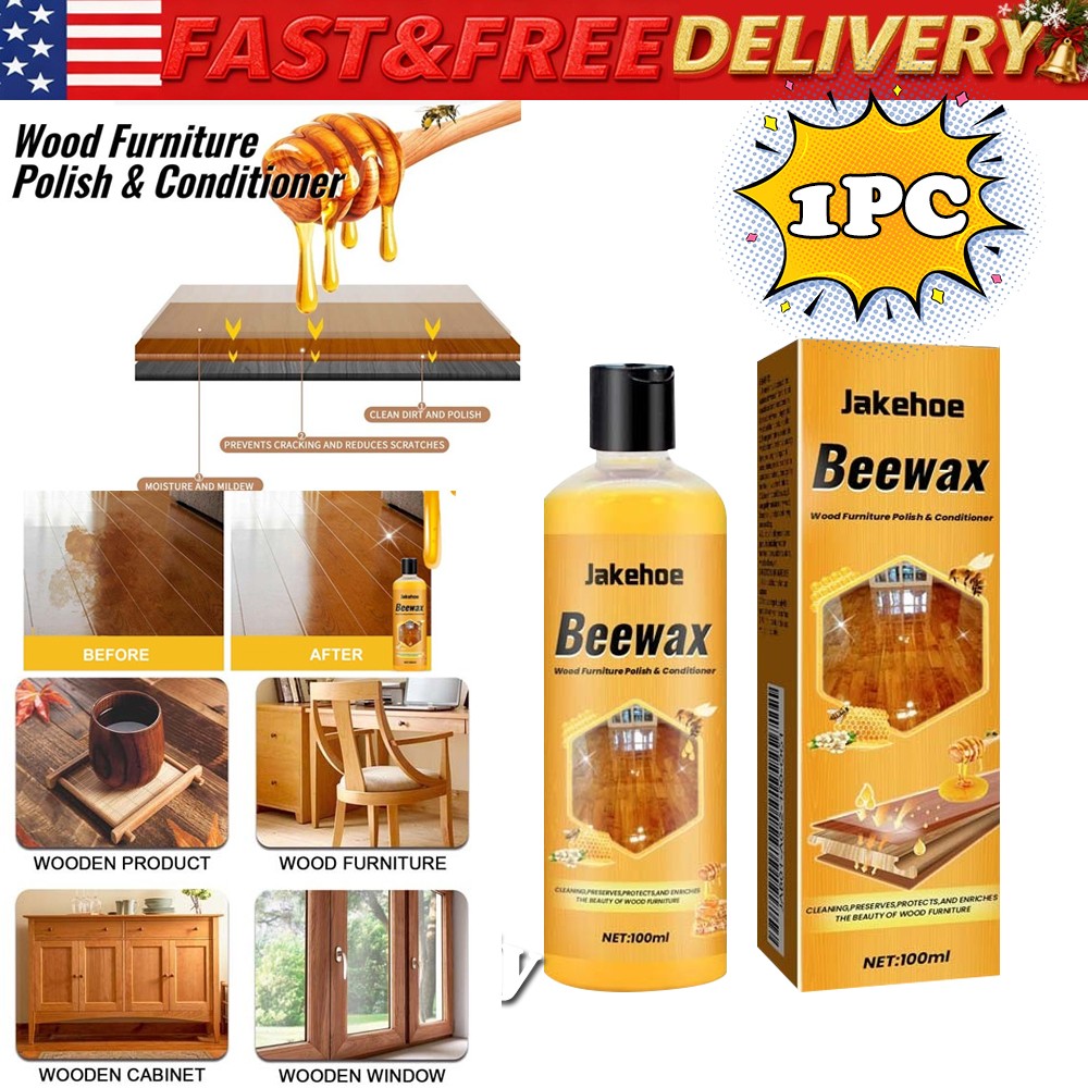Beeswax Wood Furniture Polish Conditioner All‑in‑One Cleaner Restorer 100ml USA