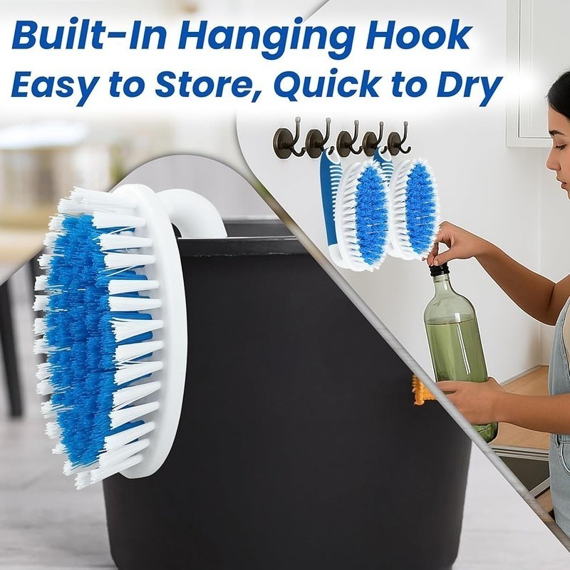 Sturdy Scrub Brushes 2 Pack Durable Bristles Easy Grip Household Cleaning Tools