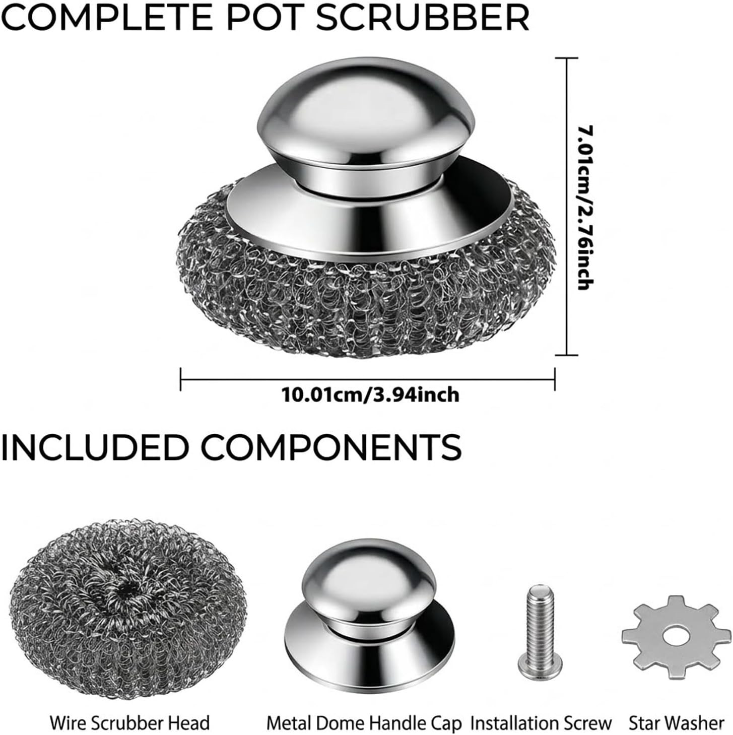 Steel Wool Scrubber, 8-Pack Stainless Steel Scrubber Pads with Handle – the Ulti