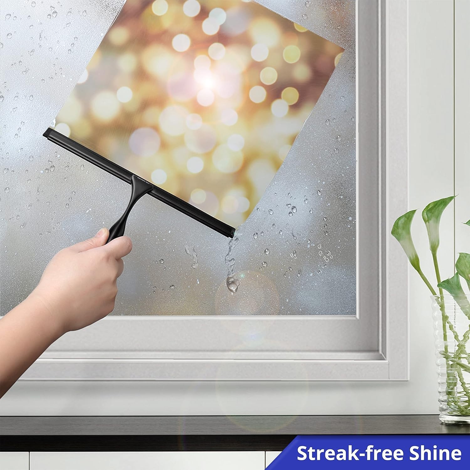 Heavy Duty 12-Inch Matte Black Shower Squeegee – Perfect for Windows & Glass