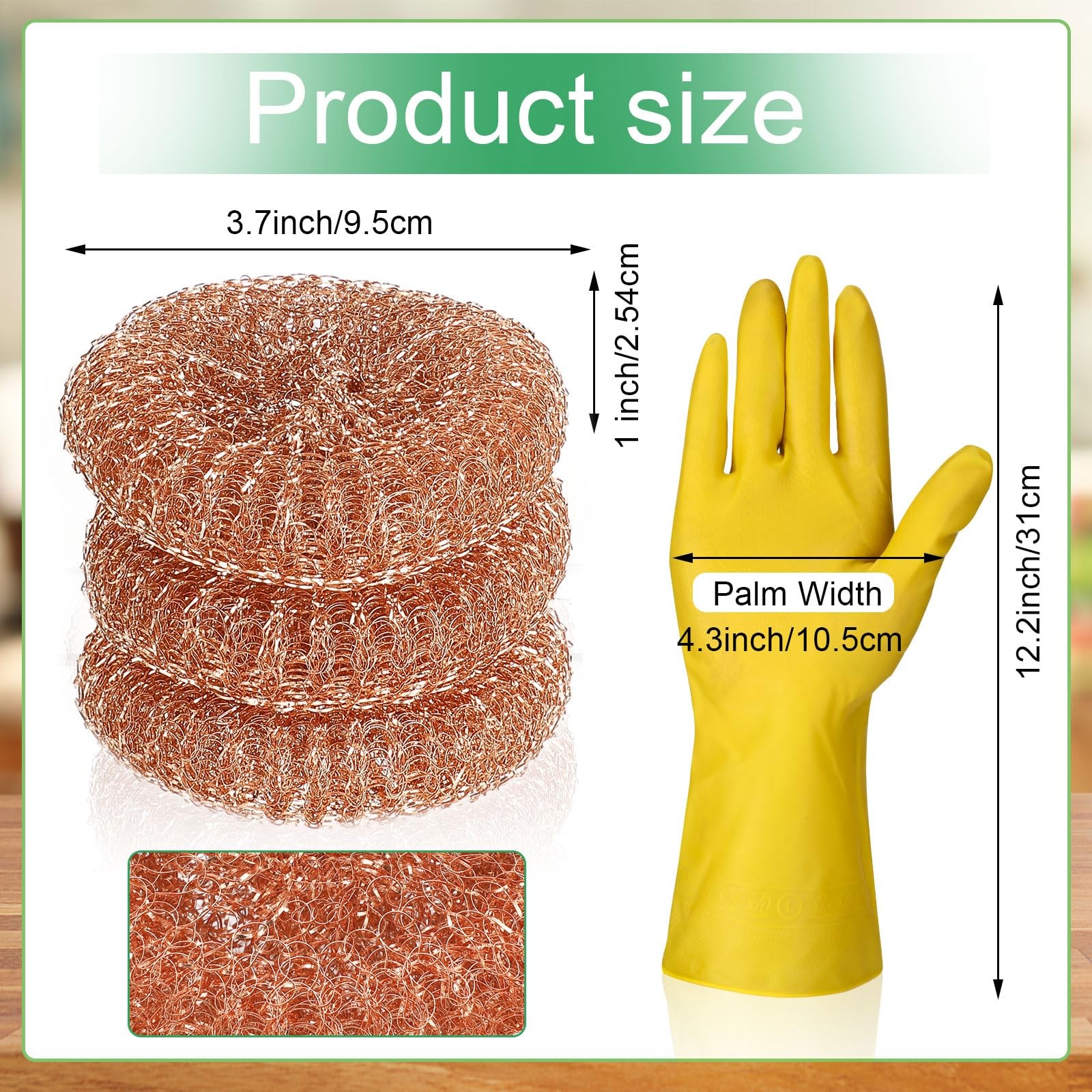 50 Pack Copper Coated Scourers Rust Resistant Scrubbing Scouring Pad with 1 P…