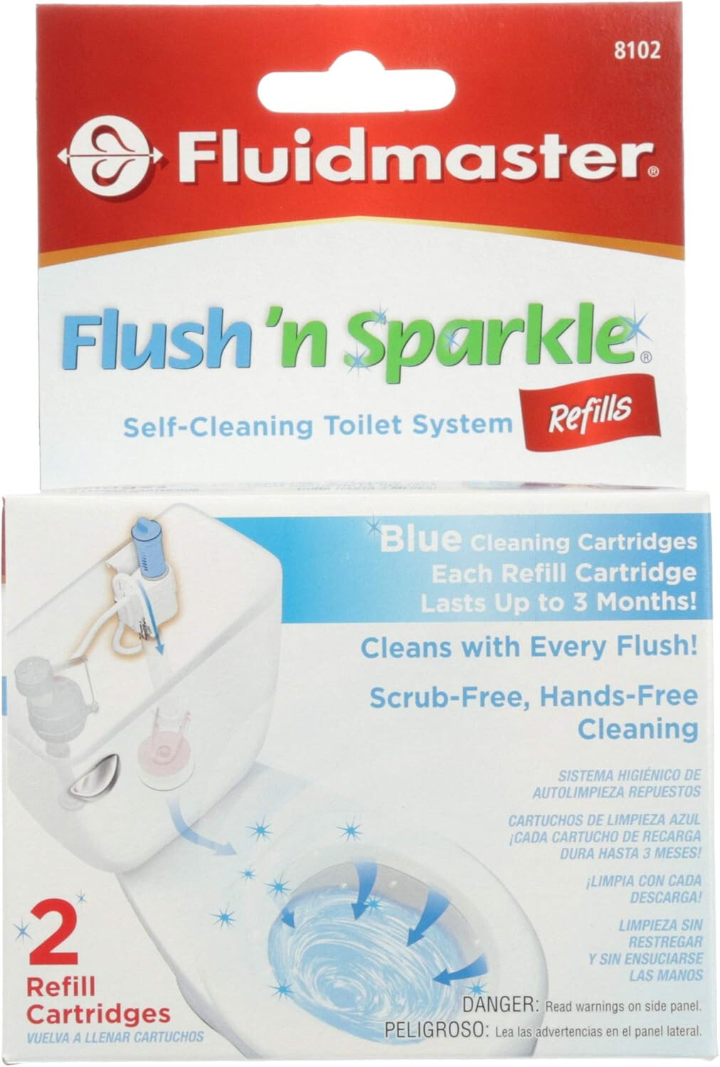 Fluidmaster 8102P8 Flush ‘n Sparkle Refills, Blue, 2-Pack, Upgraded Version