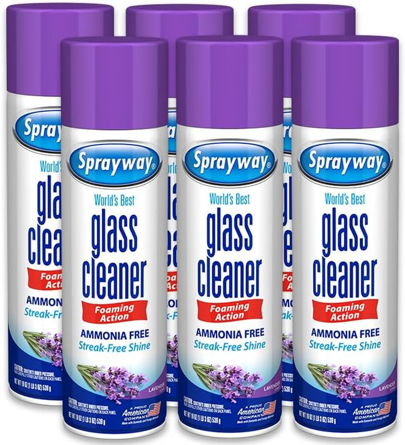 Sprayway Glass Cleaner Lavender Scent Foaming Aerosol Spray, 19Oz, Pack of 6 | A
