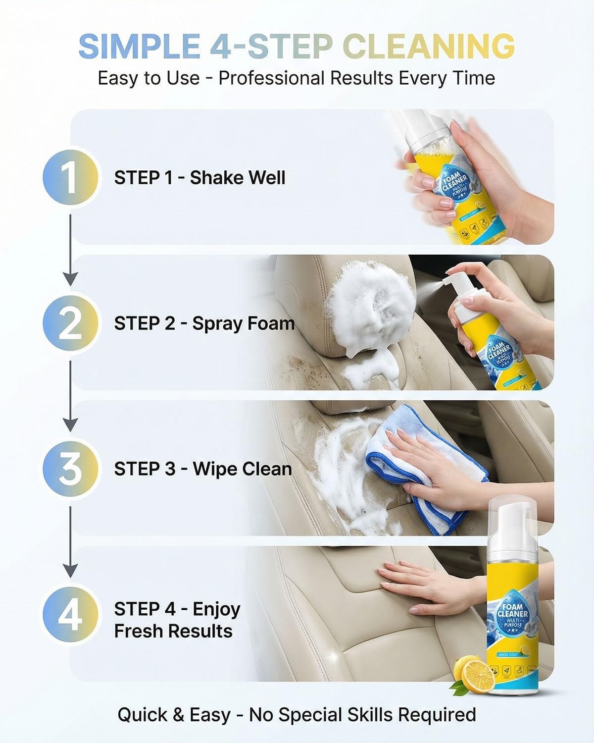­150ml Auto Go Foam Cleaner – Deep Cleaning Foam For Car Interior, Kitchen Greas