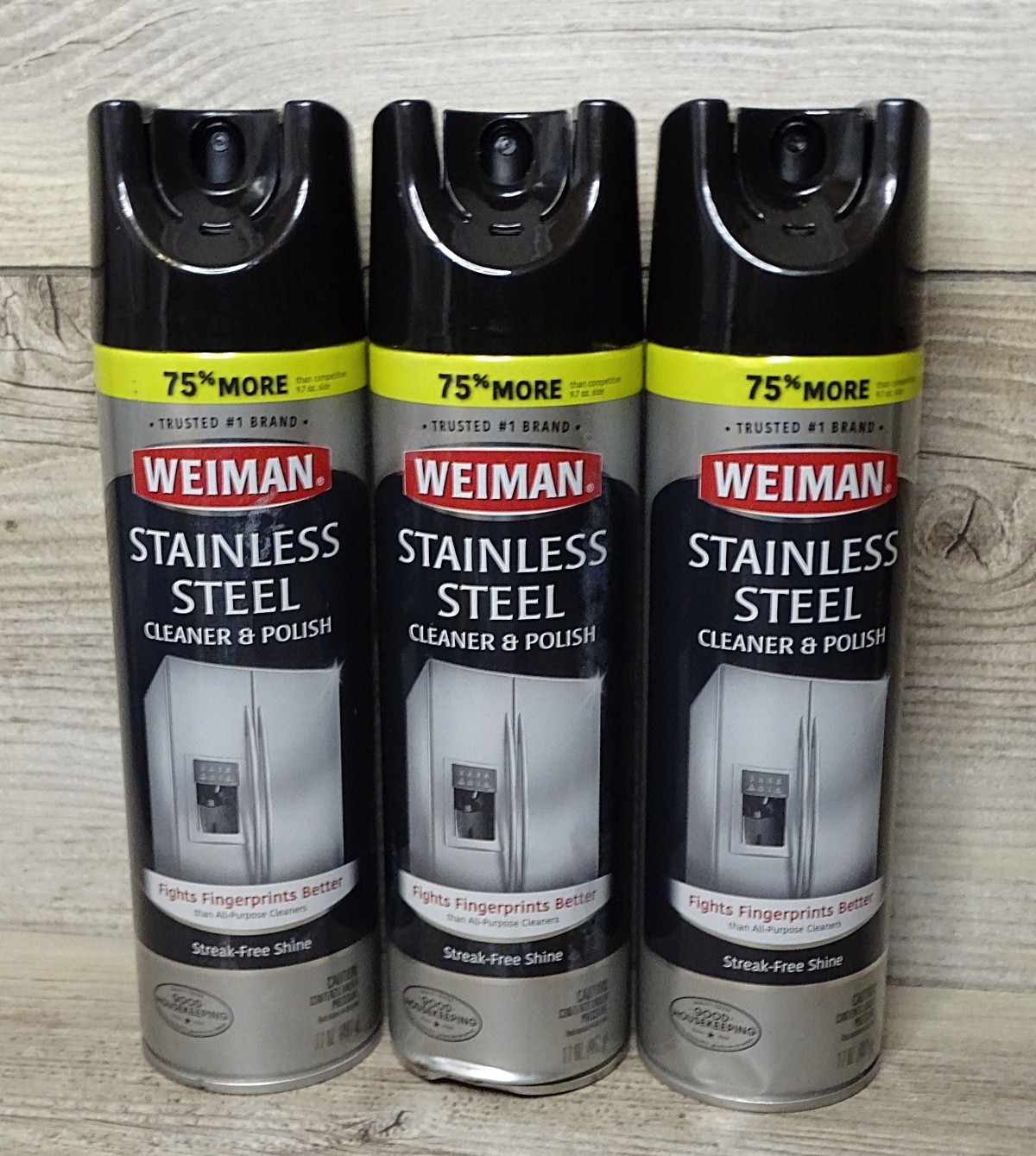 (3) Weiman Stainless Steel Cleaner & Polish Spray, 17 oz, each Pack of 3 – NEW