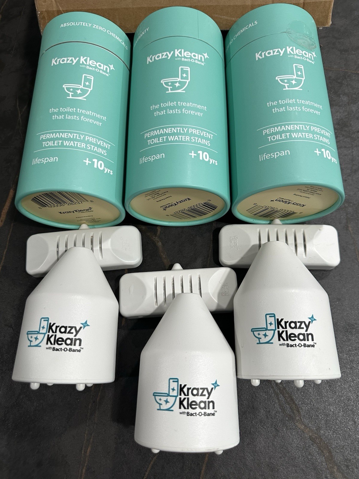 3 New LOT KRAZY KLEAN Toilet Bowl Cleaner & Booster Bact-O-Bane Natural 10 Yrs