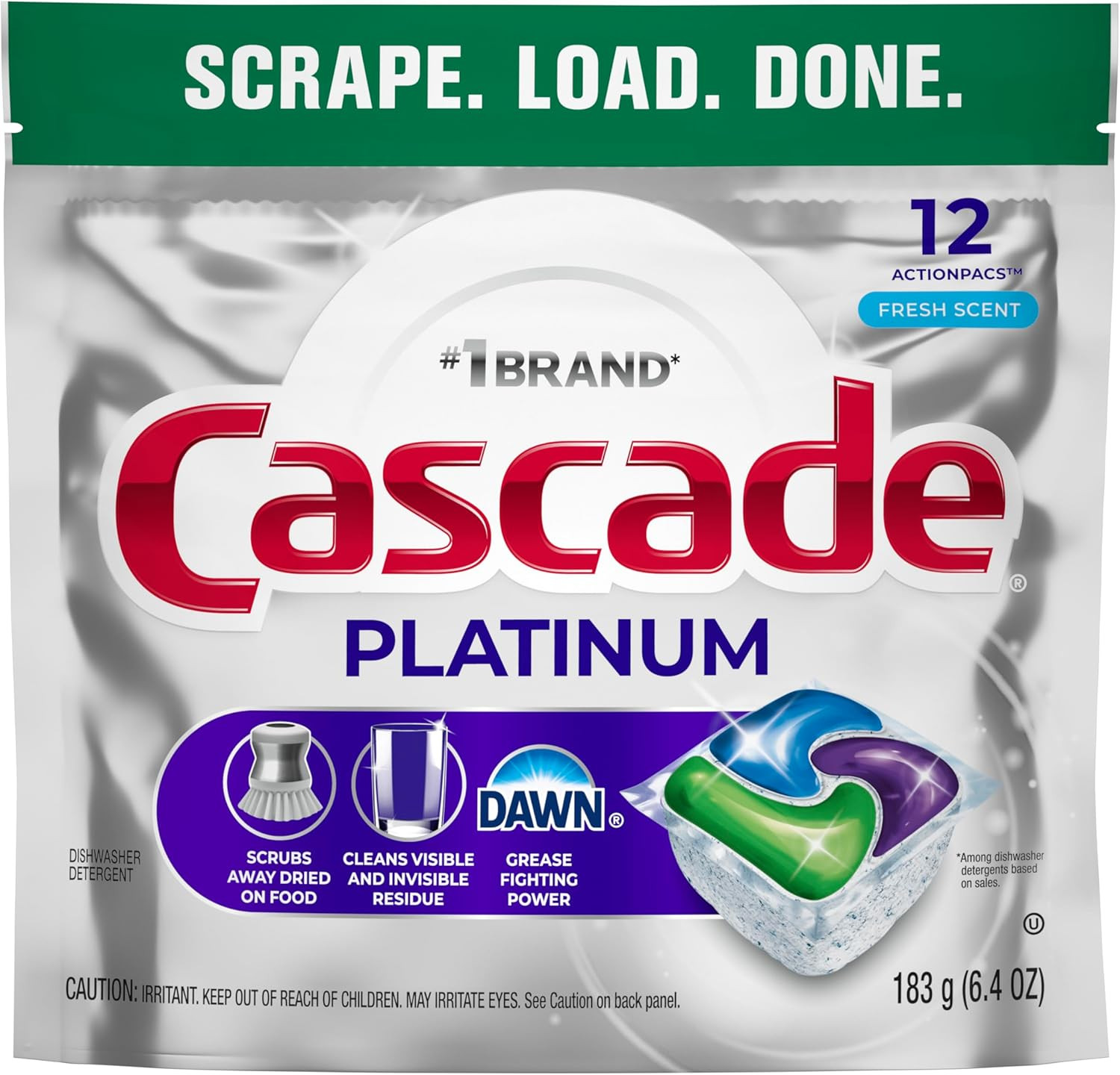 Platinum Dishwasher Pods, Dishwasher Detergent, Dish Detergent Soap, Fresh, 12 C