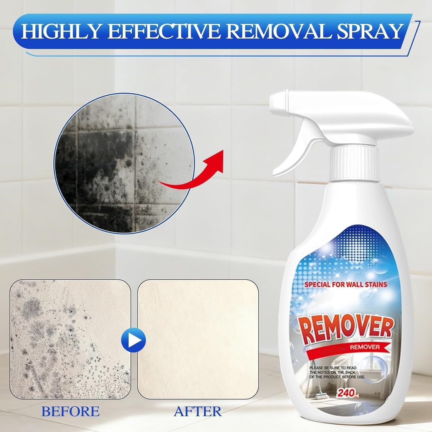 Versatile Wall Remover Spray – 8.12 Fl Oz for Effortless Dirt & Stain Removal