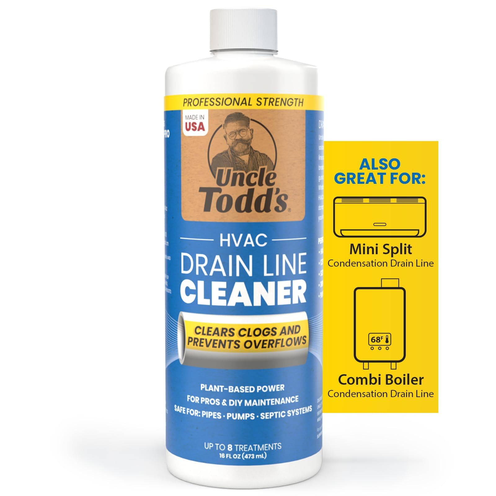 HVAC Drain Line Cleaner – 16oz / 8 Months Supply Bleach-Free, Fast-Acting, Lo…