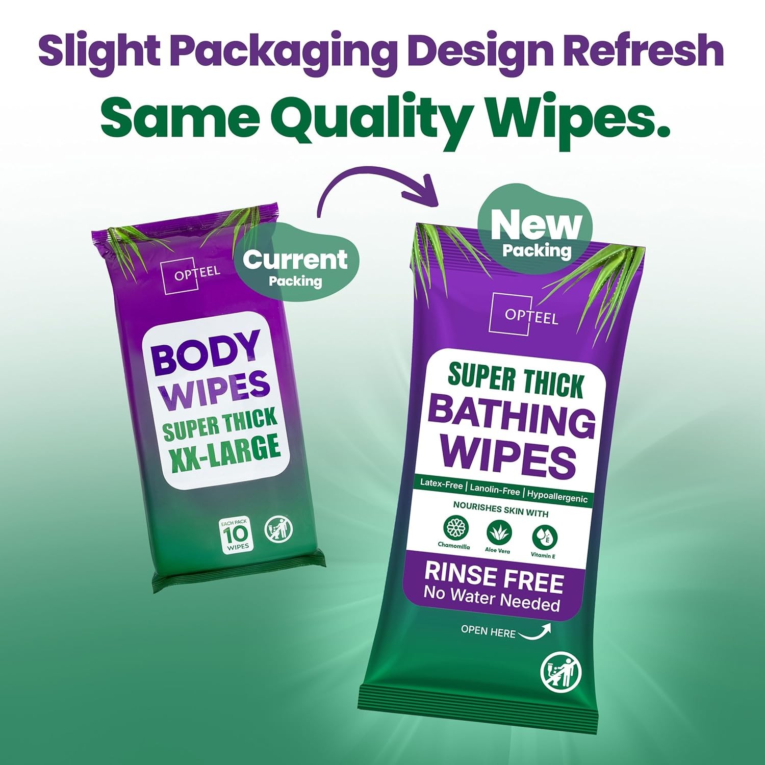 OPTEEL Super Thick Bathing Wipes for Adults Bathing No Rinse ?C Full Body Showe
