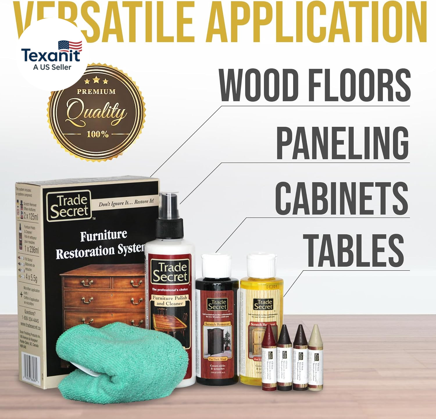 Complete Wood Furniture & Floor Restoration Kit – Scratch Repair and Polish Syst