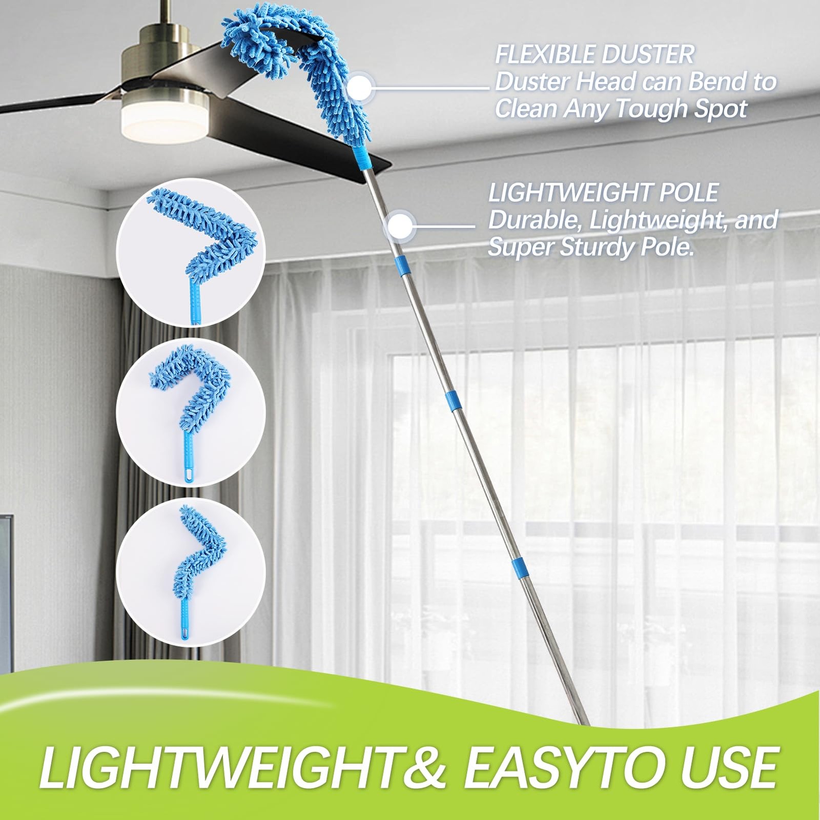 High Reach Duster Kit with14 ft Extension Pole High Ceiling Dusting and Windo…
