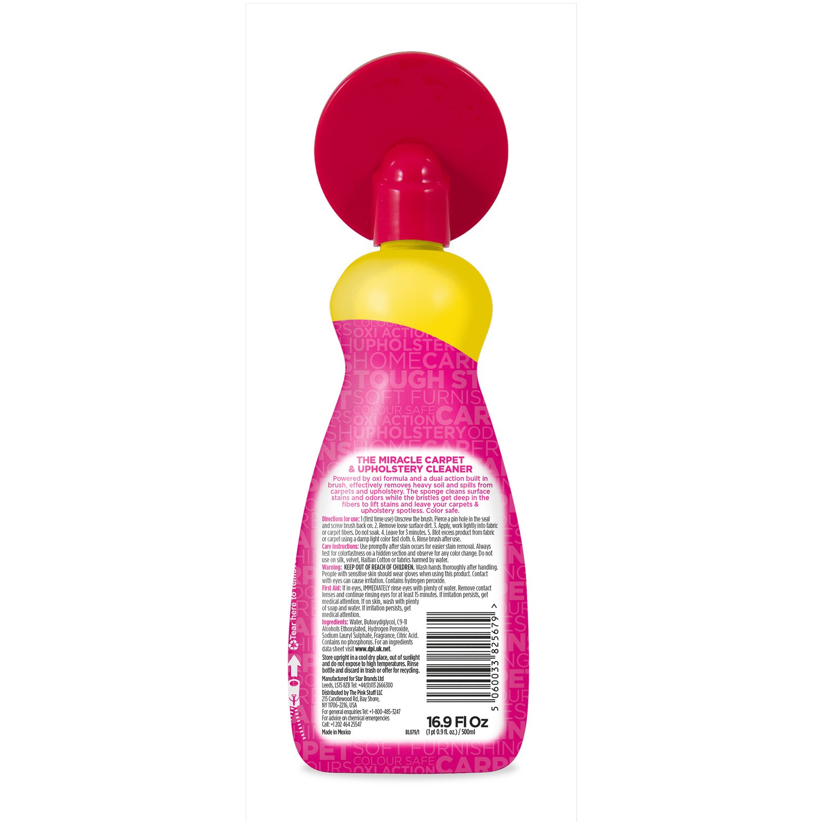 Carpet & Upholstery Stain Remover with Scrubber Odor Control 16.9 fl oz New
