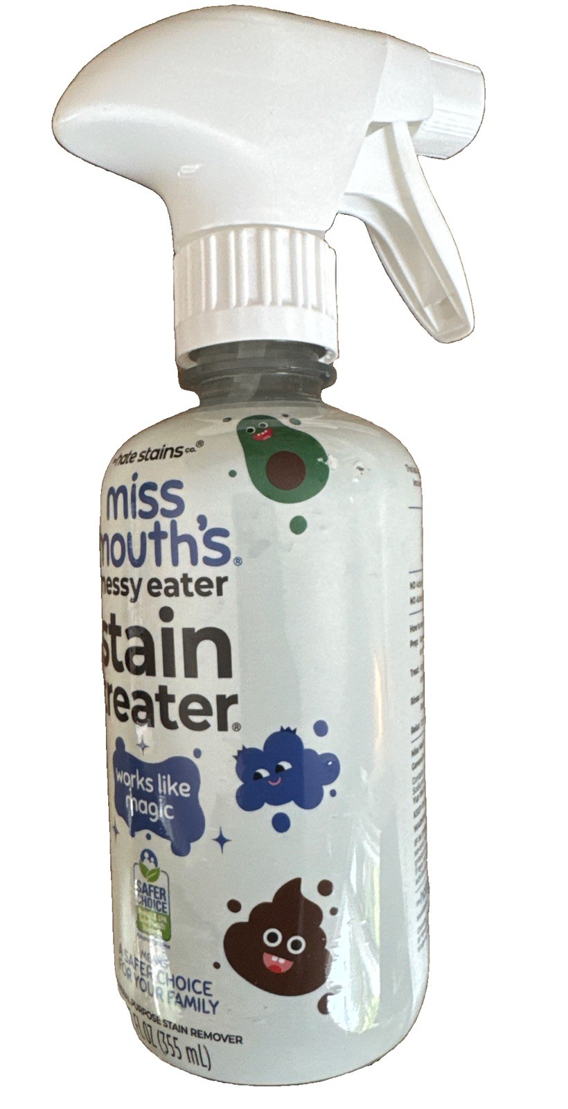 Miss Mouth Stain Treater Spray Gentle on Laundry 12 fl oz- Free Shipping USA
