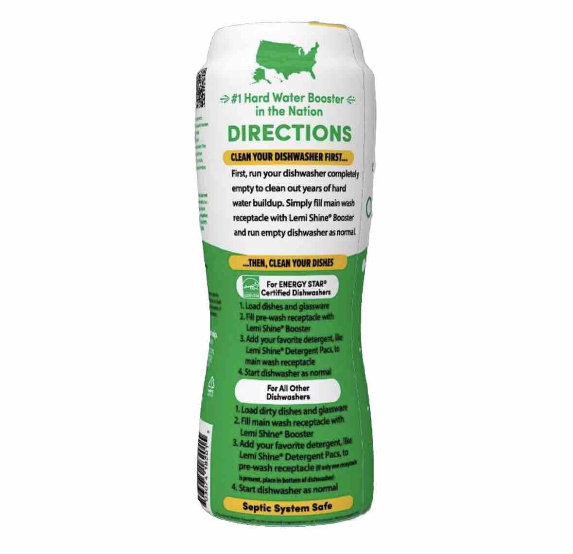 Lemi Shine Dish Detergent Booster, Gets Rid of Hard Water Spots, 20 oz