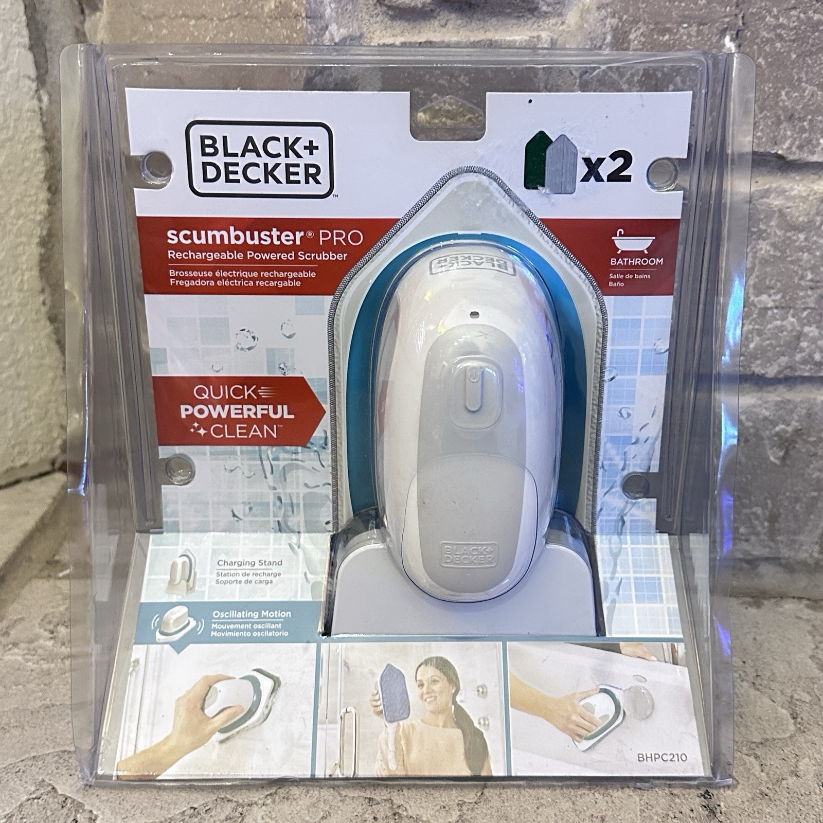 Black Decker BHPC210 Scumbuster Pro Rechargeable Bathroom Tile Cleaner Scrubber