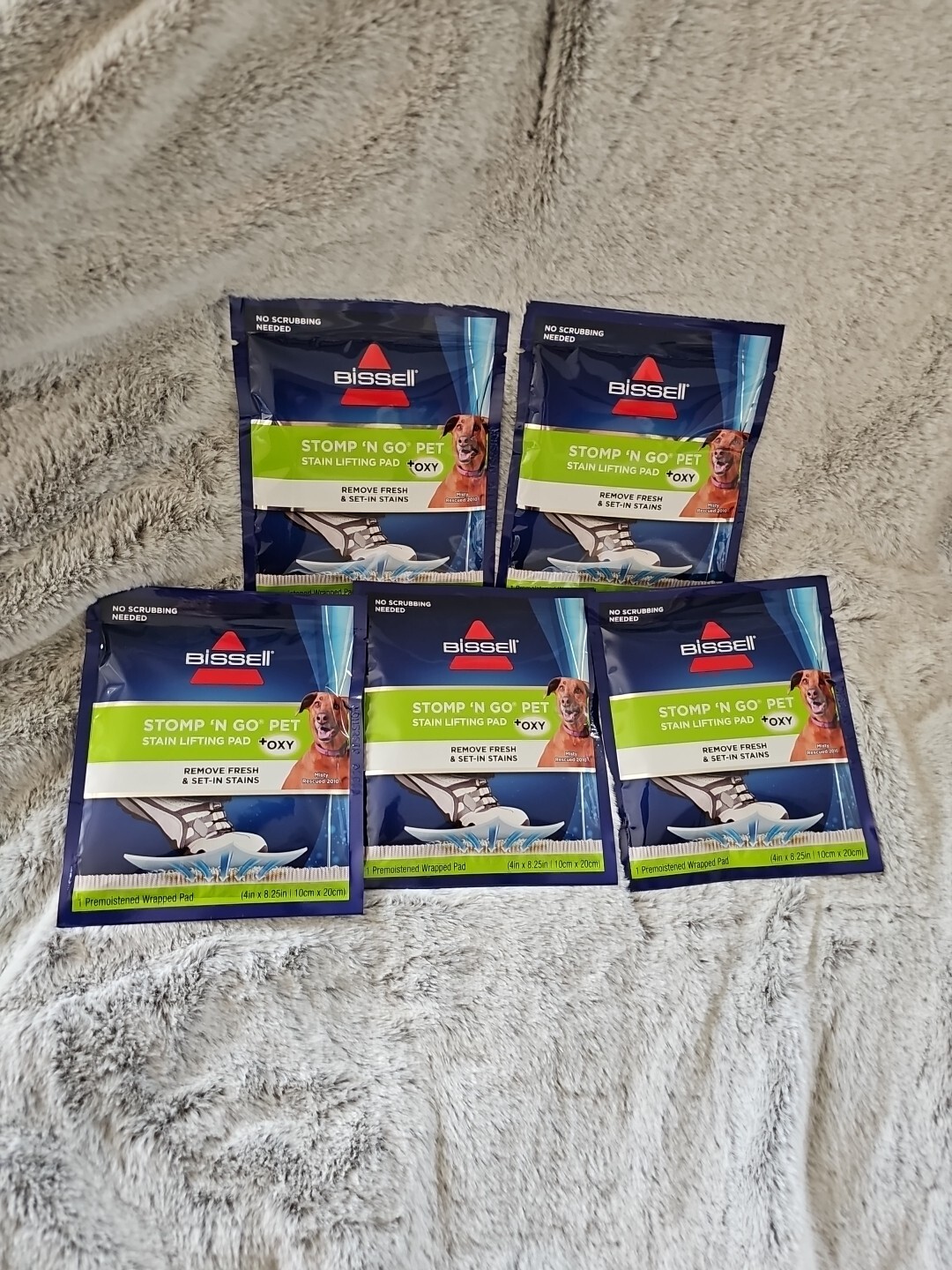 Lot of 5 New Bissell Stomp-N-Go Pet Stain Lifting Pads + Oxy New SEALED