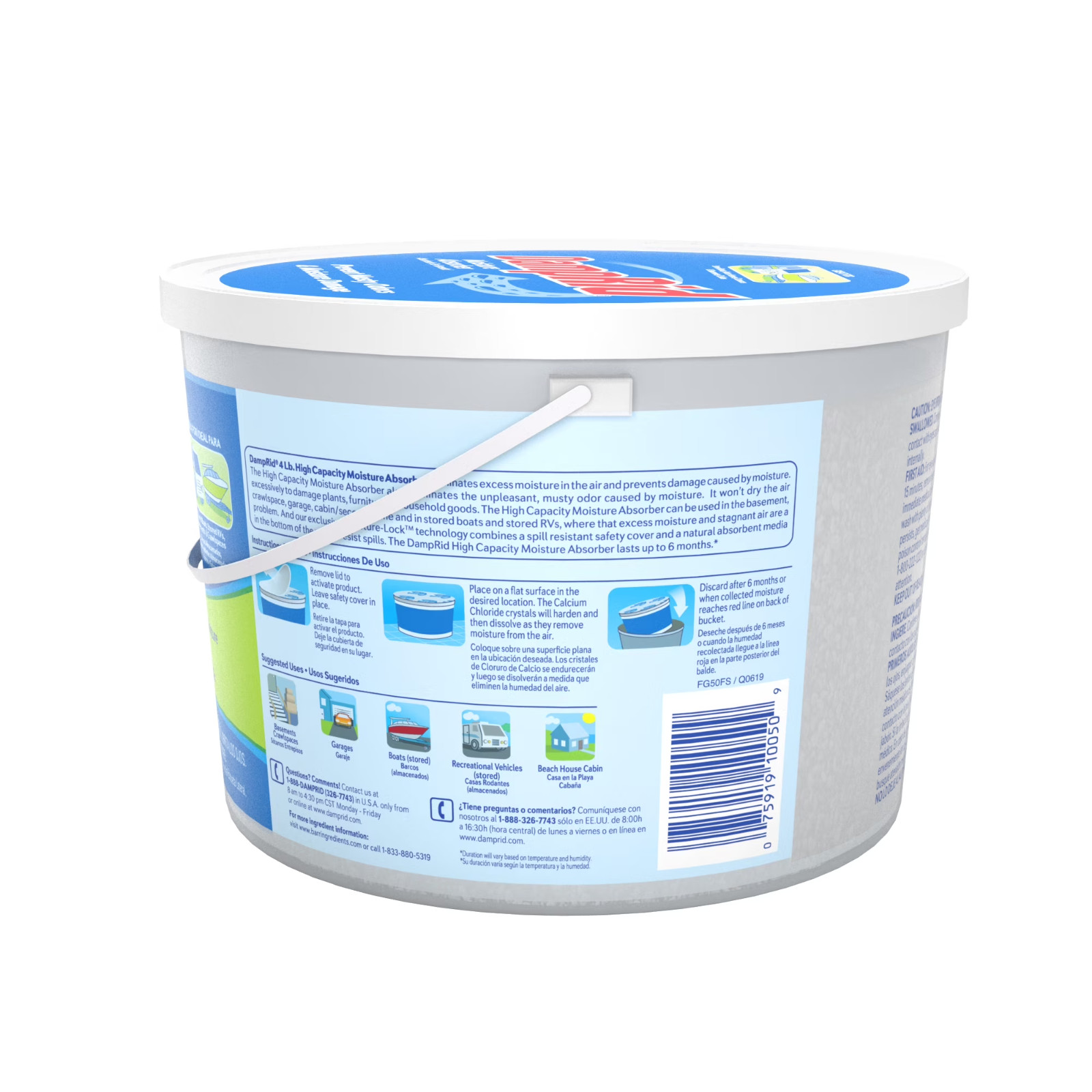 DampRid Moisture Absorber 4 Lbs Fragrance Free Remove Odors Hi-capacity Bucket