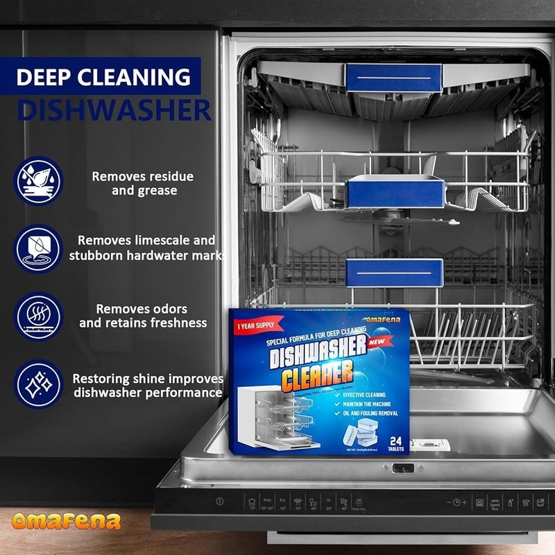 Dishwasher Cleaner Tablets Hard Water Limescale Odor Removal 1 Year Supply New
