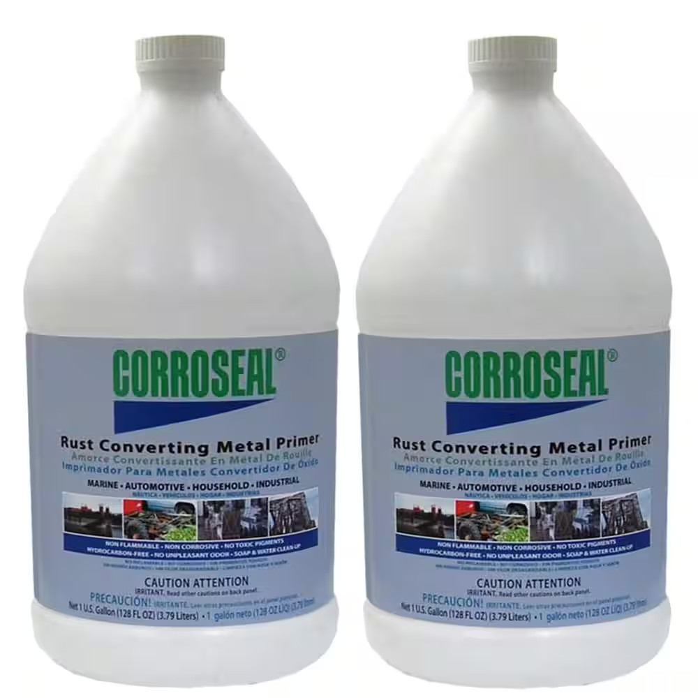 Water-Based 1 Gal. Cleaner & Degreaser, Rust Converter & Metal Primer, Converts