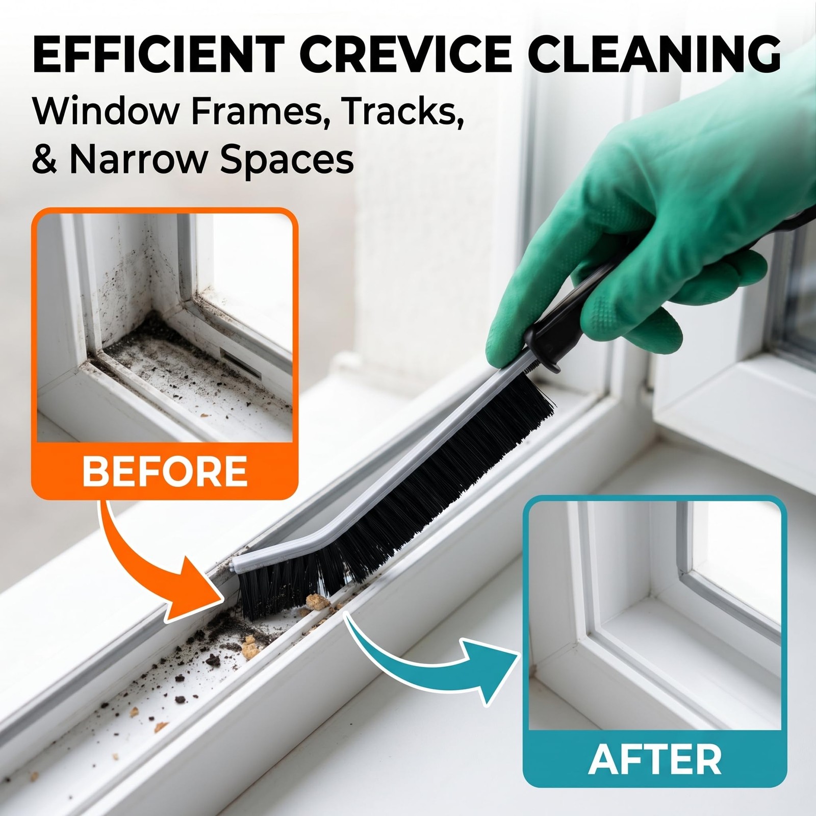4 Pack Crevice Cleaning Brushes Hard Bristled Grout Brush Tool | Small Spaces