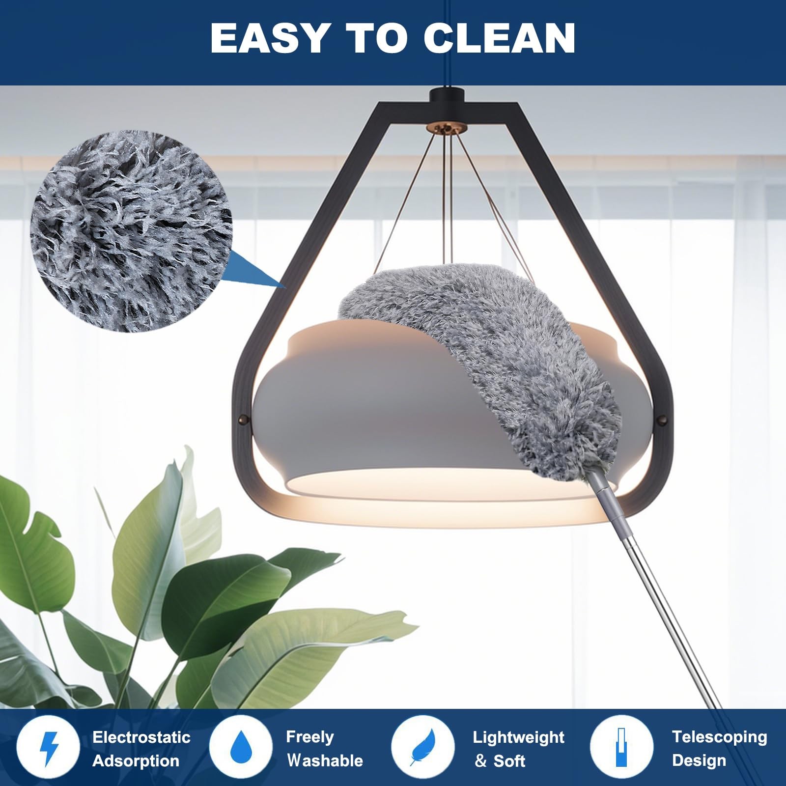 100 Inch Retractable Gap Dust Cleaner Cleaning Tools & Microfiber Feather Dus…