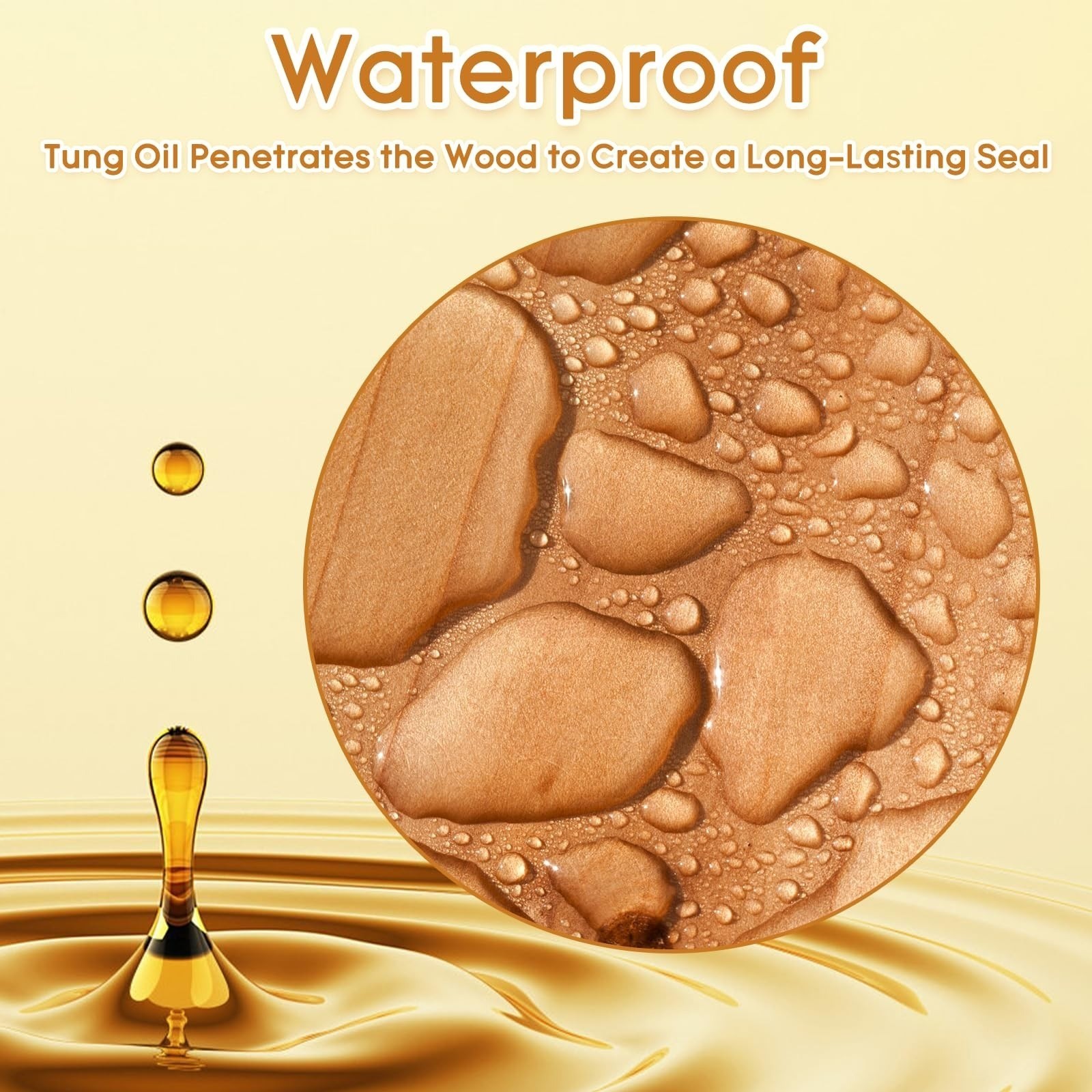 Tung Oil for for Wood Finishing,Food Safety for Furniture & Countertop,100% Pure
