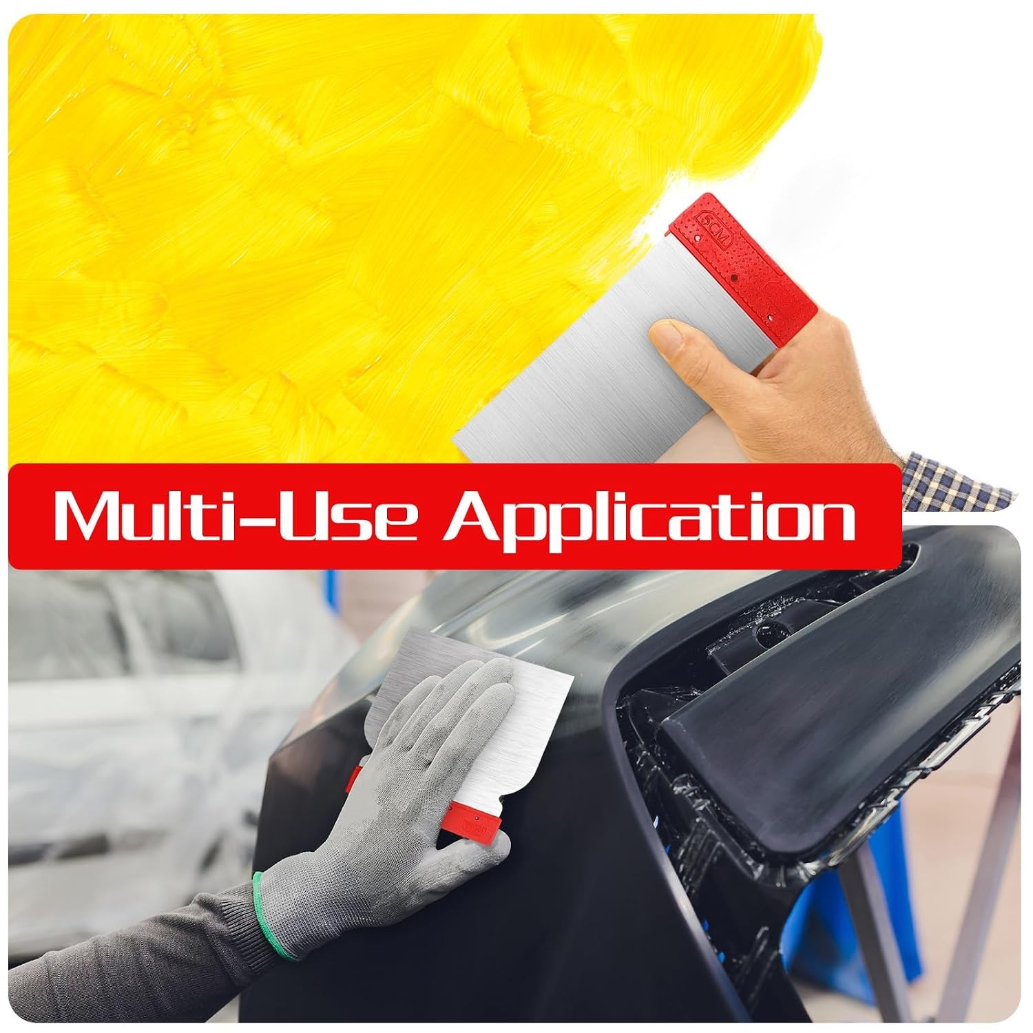 4 PCS Stainless Steel Metal Putty Knife, Body Filler Spreader Set Metal Scraper