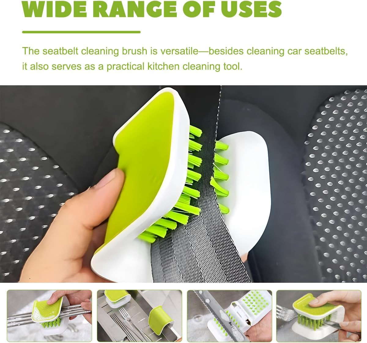 Car Seat Belt Cleaning Brush, Double Sided U-Shaped Safety Belt Bristle Scrubber